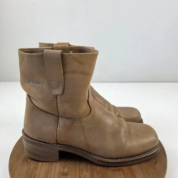 Durango Boots Mens Size 9 Tan Leather Pull On Roper Western Short Ankle Work‎